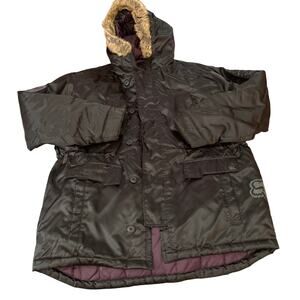 Fox Racing Faux Fur Lined Hooded Winter Coat Jacket Women's XXL Black